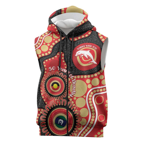Dolphins NAIDOC Week 2026 Personalised Sleeveless Zip Hoodie 50 Years of Deadly Aboriginal Art