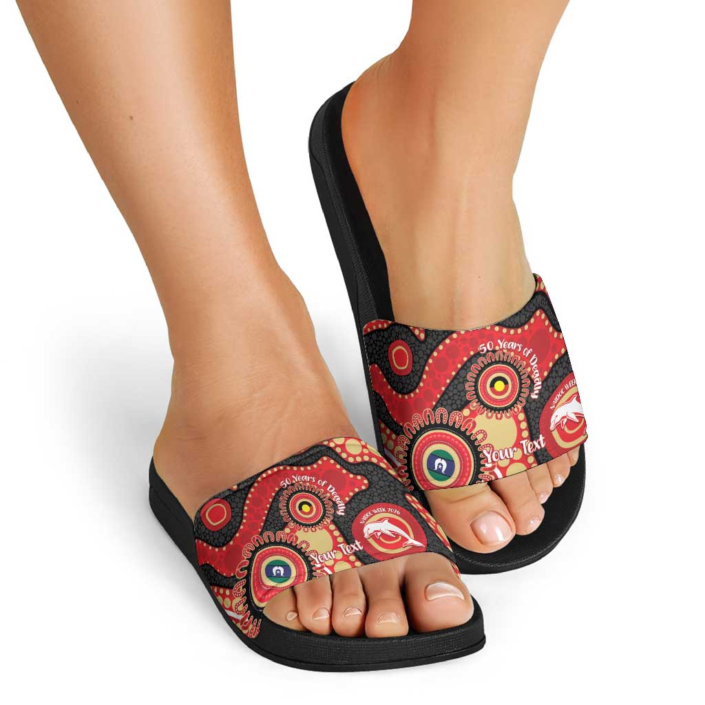 Dolphins NAIDOC Week 2026 Personalised Slide Sandals 50 Years of Deadly Aboriginal Art