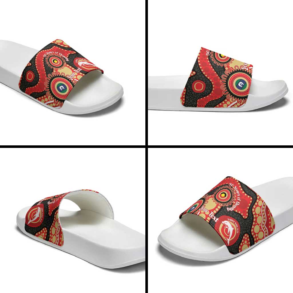 Dolphins NAIDOC Week 2026 Personalised Slide Sandals 50 Years of Deadly Aboriginal Art