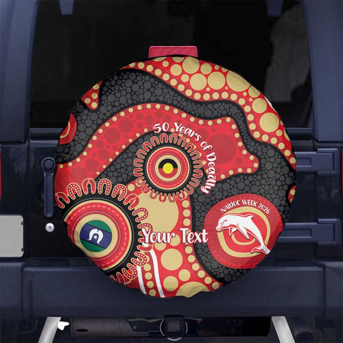 Dolphins NAIDOC Week 2026 Personalised Spare Tire Cover 50 Years of Deadly Aboriginal Art