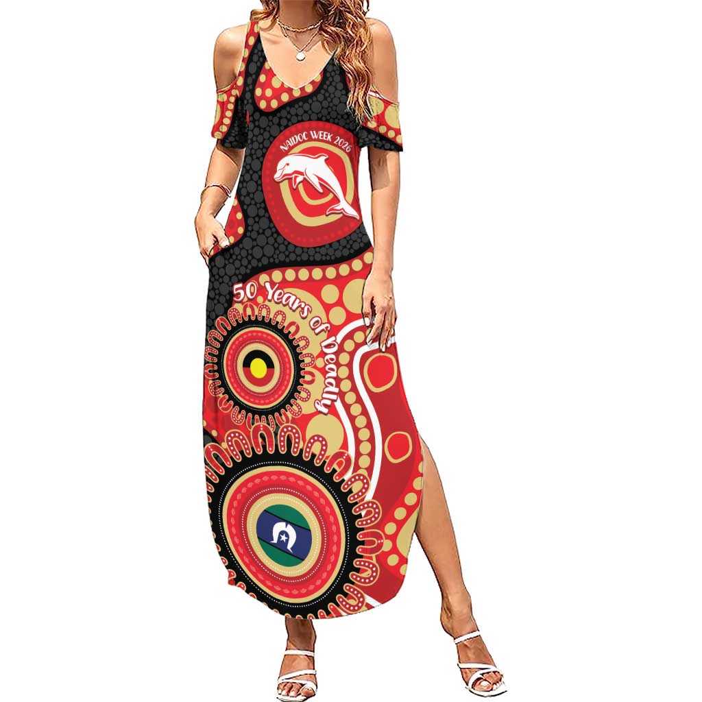 Dolphins NAIDOC Week 2026 Personalised Summer Maxi Dress 50 Years of Deadly Aboriginal Art