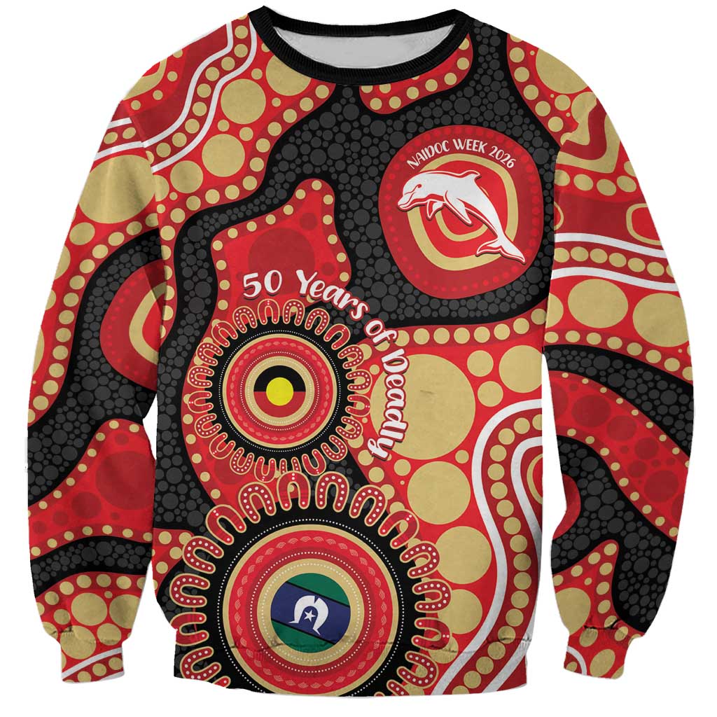 Dolphins NAIDOC Week 2026 Personalised Sweatshirt 50 Years of Deadly Aboriginal Art