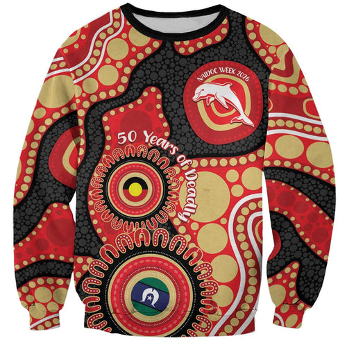 Dolphins NAIDOC Week 2026 Personalised Sweatshirt 50 Years of Deadly Aboriginal Art