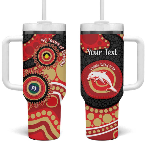 Dolphins NAIDOC Week 2026 Personalised Tumbler With Handle 50 Years of Deadly Aboriginal Art