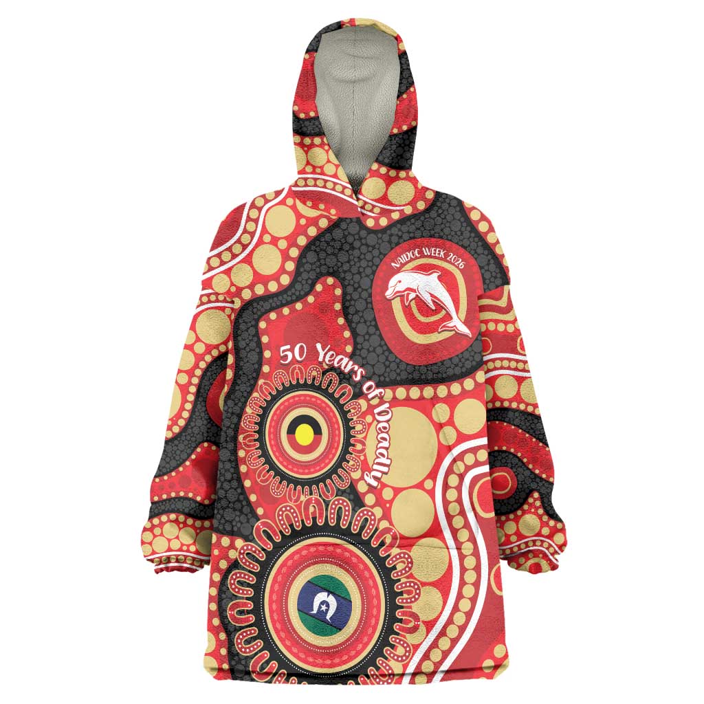 Dolphins NAIDOC Week 2026 Personalised Wearable Blanket Hoodie 50 Years of Deadly Aboriginal Art