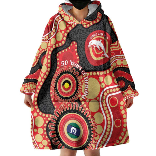 Dolphins NAIDOC Week 2026 Personalised Wearable Blanket Hoodie 50 Years of Deadly Aboriginal Art