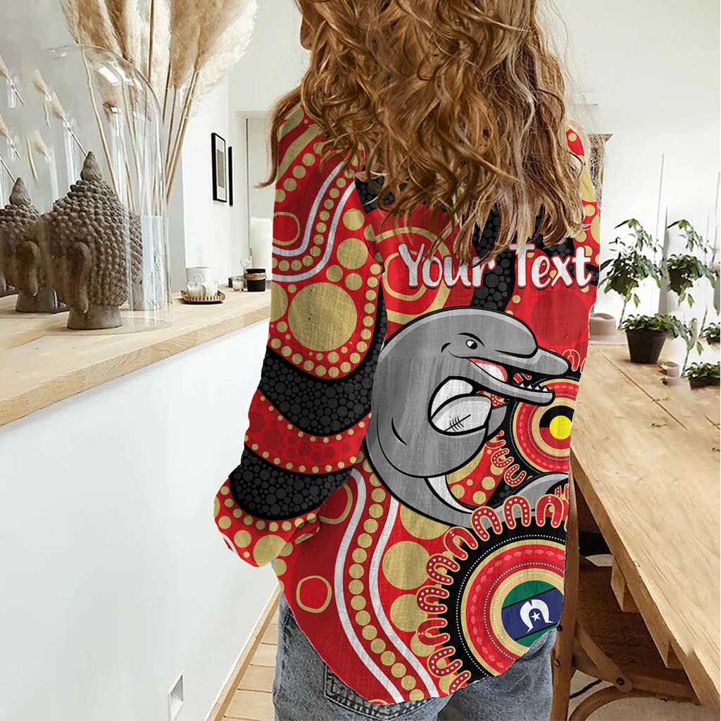 Dolphins NAIDOC Week 2026 Personalised Women Casual Shirt 50 Years of Deadly Aboriginal Art