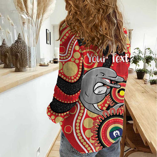 Dolphins NAIDOC Week 2026 Personalised Women Casual Shirt 50 Years of Deadly Aboriginal Art