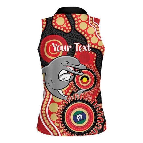 Dolphins NAIDOC Week 2026 Personalised Women Sleeveless Polo Shirt 50 Years of Deadly Aboriginal Art