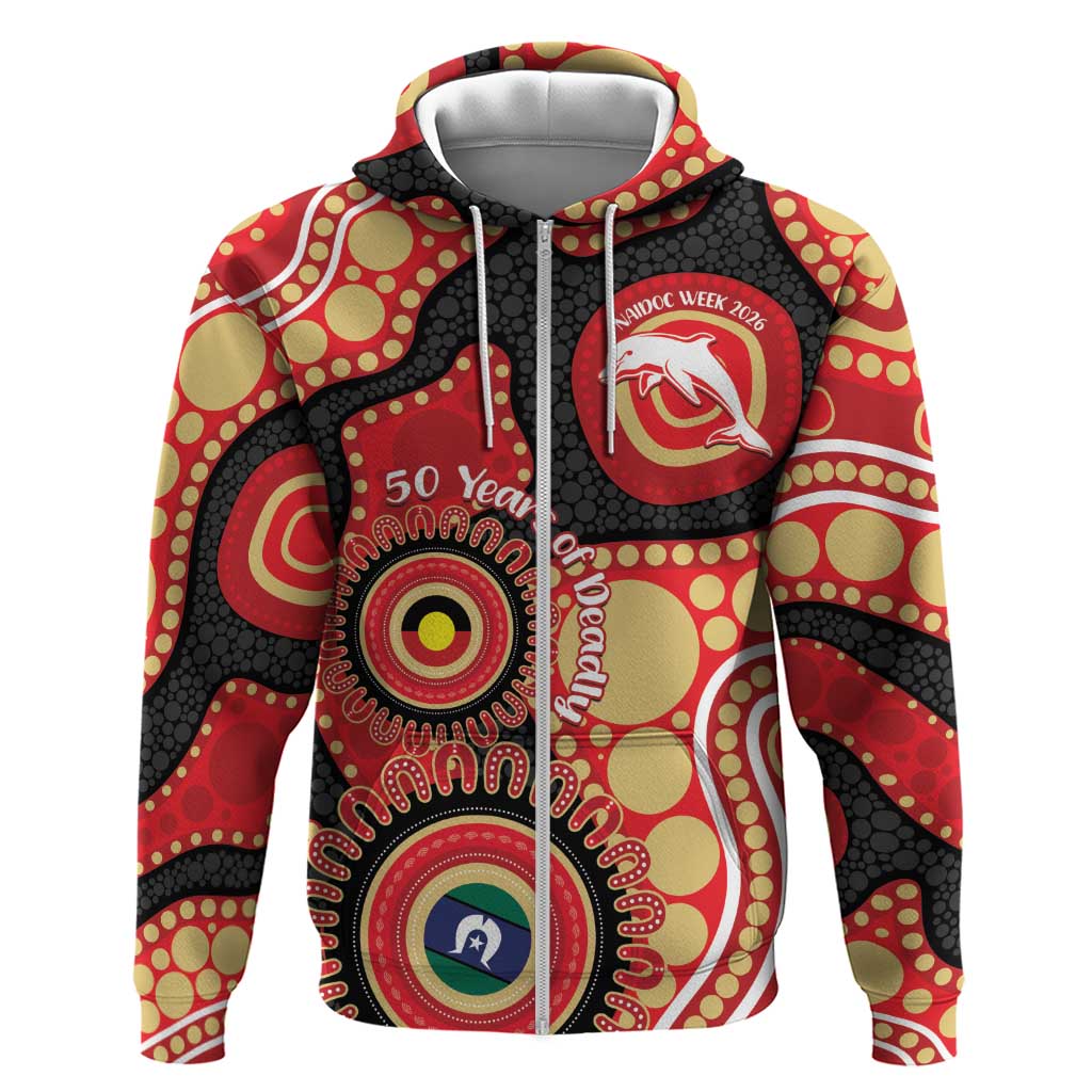 Dolphins NAIDOC Week 2026 Personalised Zip Hoodie 50 Years of Deadly Aboriginal Art