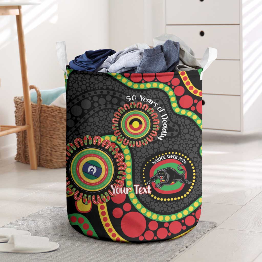 Panthers NAIDOC Week 2026 Personalised Laundry Basket 50 Years of Deadly Aboriginal Art Black