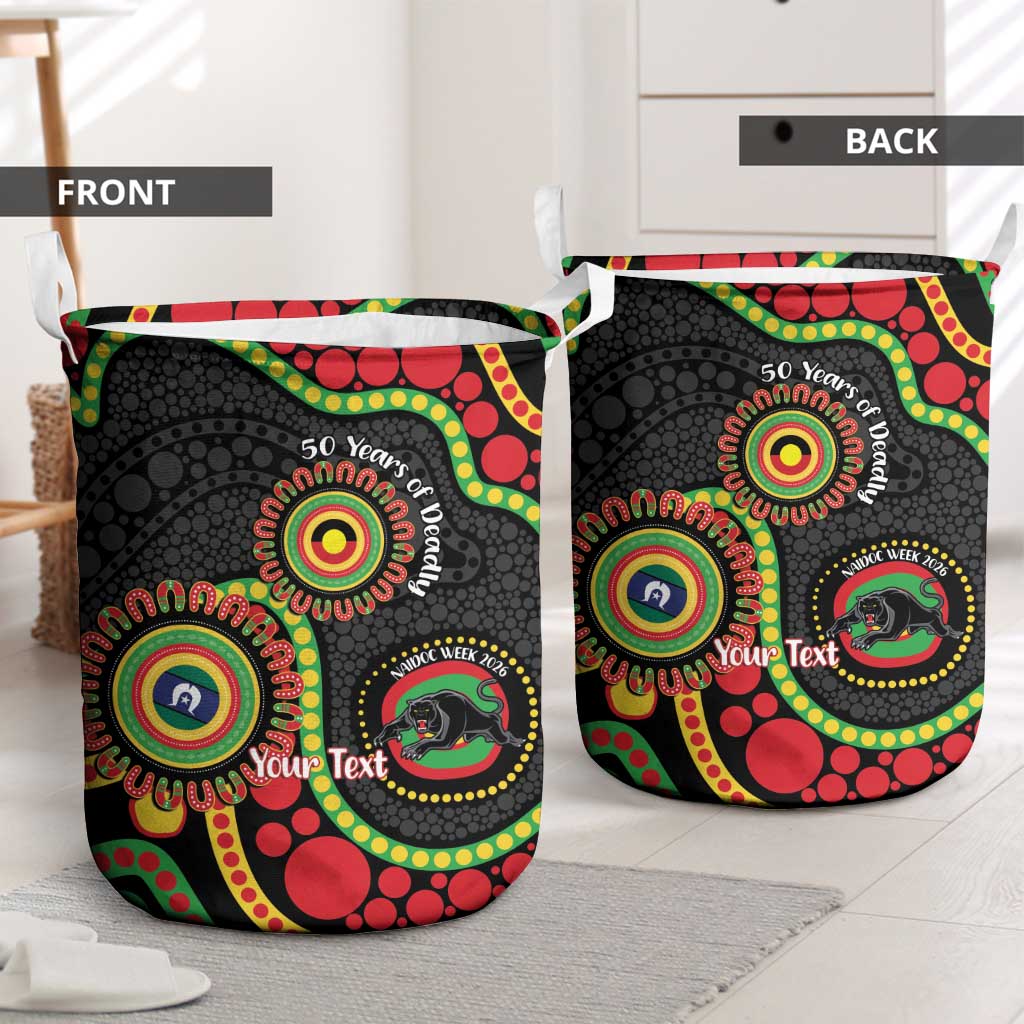 Panthers NAIDOC Week 2026 Personalised Laundry Basket 50 Years of Deadly Aboriginal Art Black