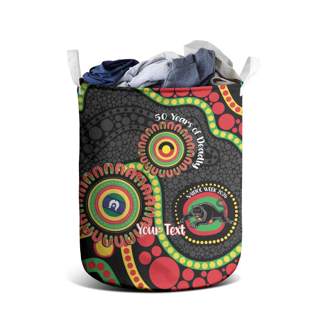 Panthers NAIDOC Week 2026 Personalised Laundry Basket 50 Years of Deadly Aboriginal Art Black