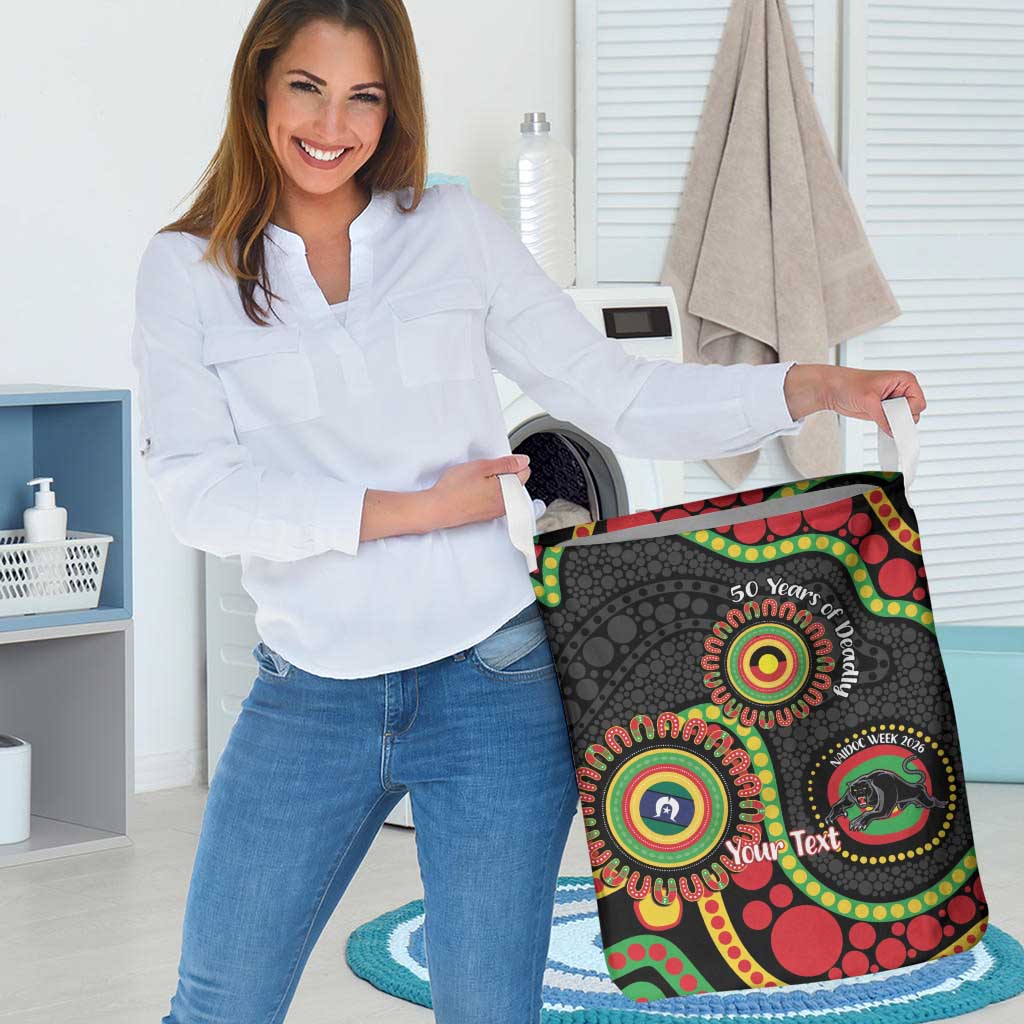 Panthers NAIDOC Week 2026 Personalised Laundry Basket 50 Years of Deadly Aboriginal Art Black