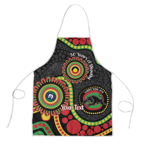 Panthers NAIDOC Week 2026 Personalised Apron 50 Years of Deadly Aboriginal Art Black