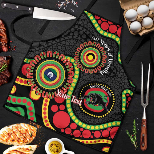 Panthers NAIDOC Week 2026 Personalised Apron 50 Years of Deadly Aboriginal Art Black