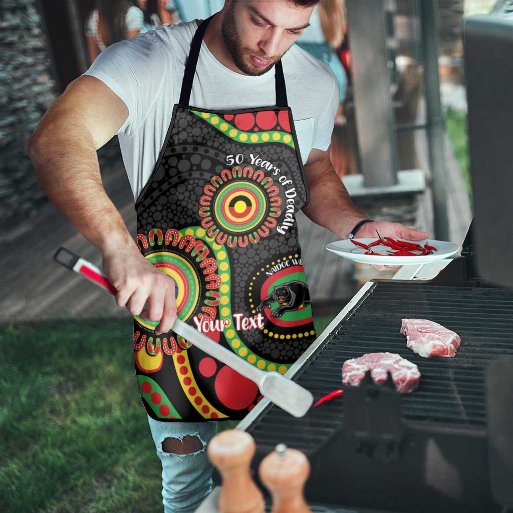 Panthers NAIDOC Week 2026 Personalised Apron 50 Years of Deadly Aboriginal Art Black