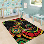Panthers NAIDOC Week 2026 Personalised Area Rug 50 Years of Deadly Aboriginal Art Black