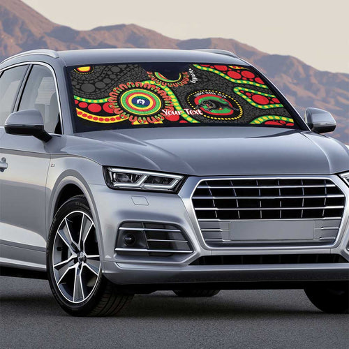 Panthers NAIDOC Week 2026 Personalised Auto Sun Shade 50 Years of Deadly Aboriginal Art Black