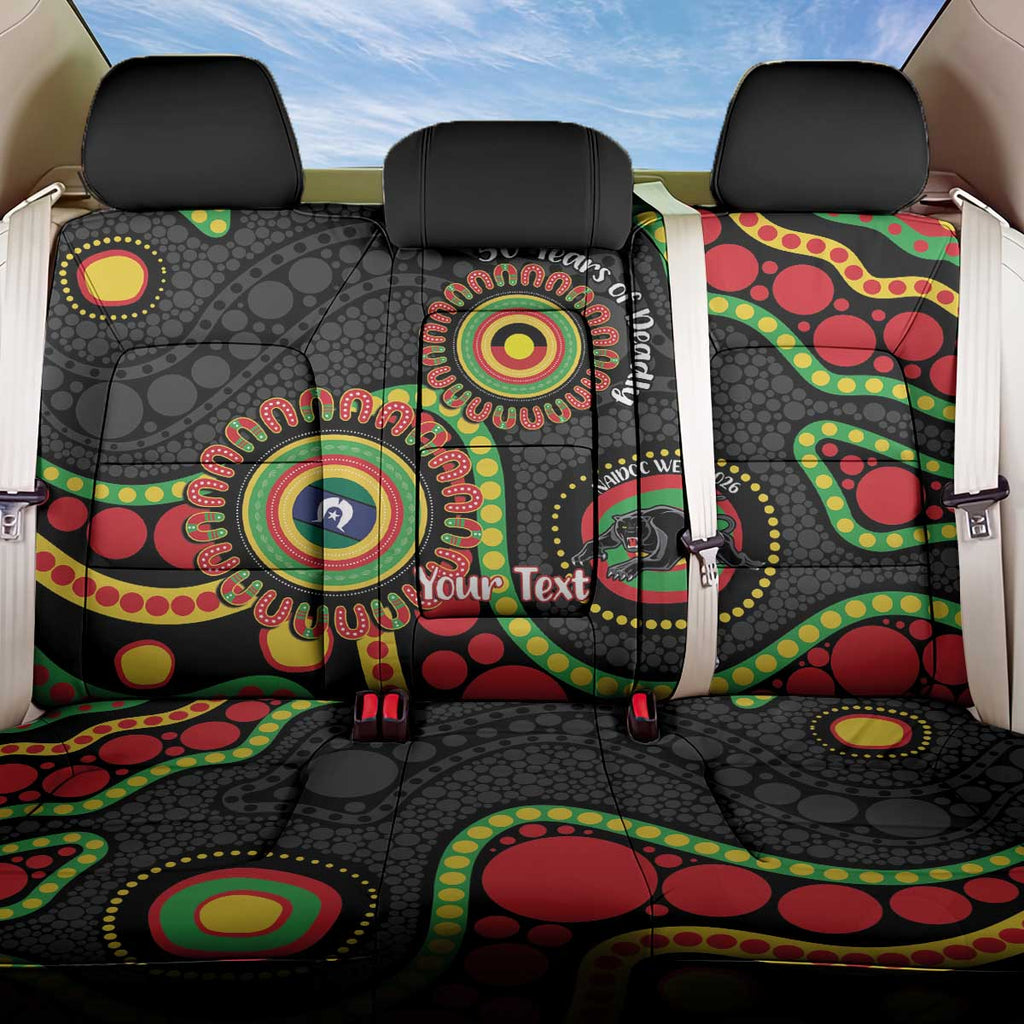 Panthers NAIDOC Week 2026 Personalised Back Car Seat Cover 50 Years of Deadly Aboriginal Art Black