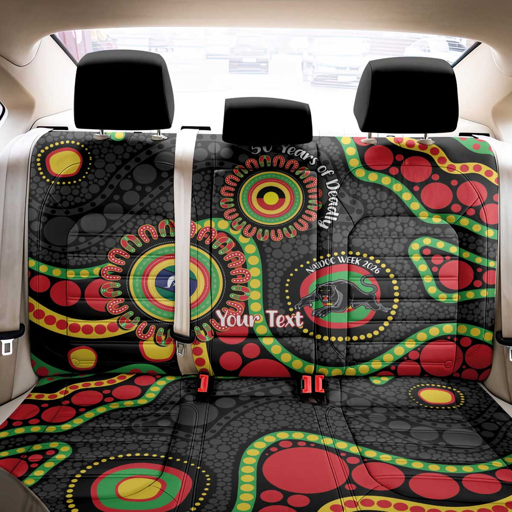 Panthers NAIDOC Week 2026 Personalised Back Car Seat Cover 50 Years of Deadly Aboriginal Art Black