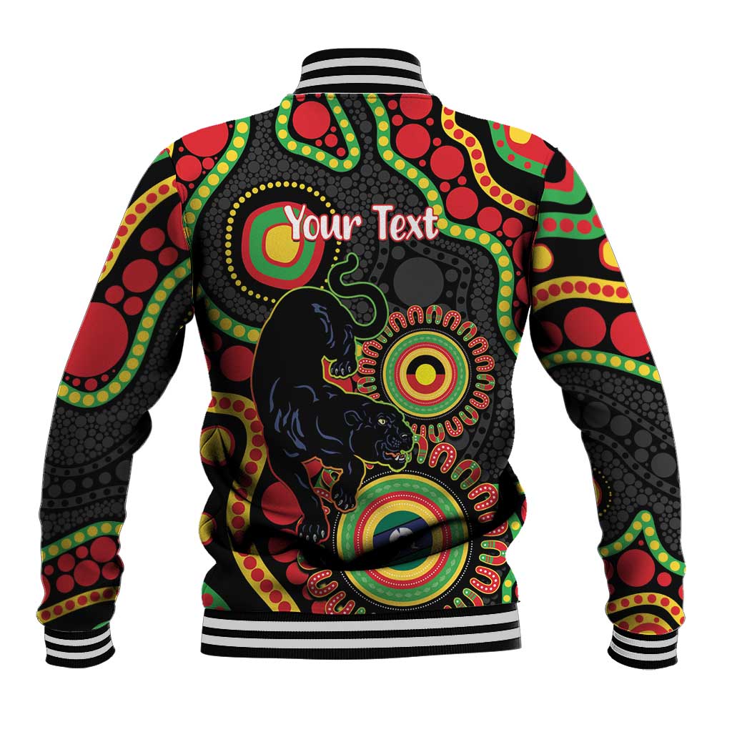 Panthers NAIDOC Week 2026 Personalised Baseball Jacket 50 Years of Deadly Aboriginal Art Black