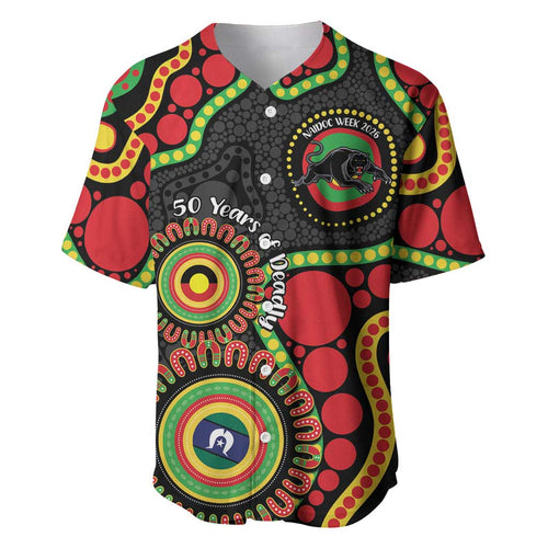 Panthers NAIDOC Week 2026 Personalised Baseball Jersey 50 Years of Deadly Aboriginal Art Black