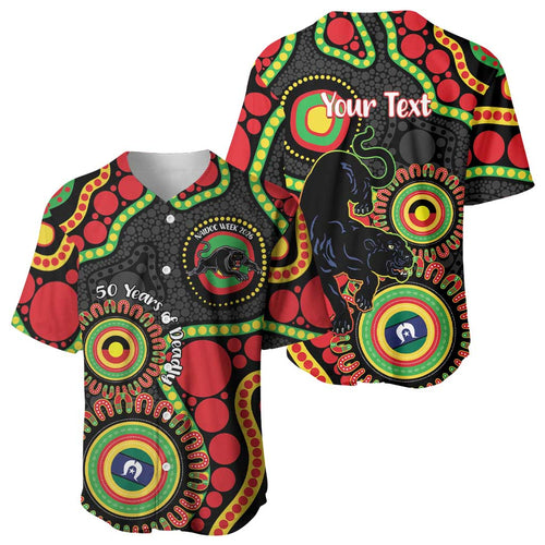 Panthers NAIDOC Week 2026 Personalised Baseball Jersey 50 Years of Deadly Aboriginal Art Black