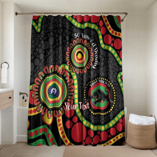 Panthers NAIDOC Week 2026 Personalised Bathroom Set 50 Years of Deadly Aboriginal Art Black