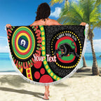 Panthers NAIDOC Week 2026 Personalised Beach Blanket 50 Years of Deadly Aboriginal Art Black