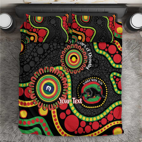 Panthers NAIDOC Week 2026 Personalised Bedding Set 50 Years of Deadly Aboriginal Art Black