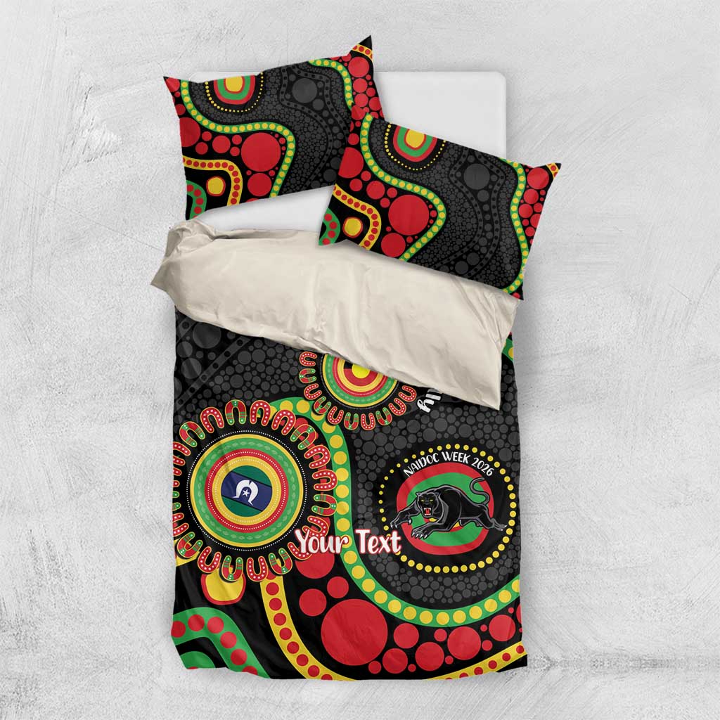 Panthers NAIDOC Week 2026 Personalised Bedding Set 50 Years of Deadly Aboriginal Art Black
