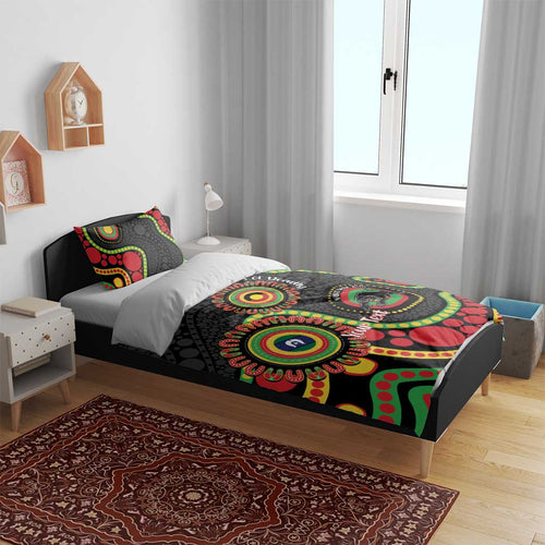 Panthers NAIDOC Week 2026 Personalised Bedding Set 50 Years of Deadly Aboriginal Art Black