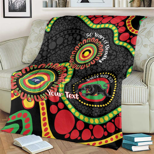 Panthers NAIDOC Week 2026 Personalised Blanket 50 Years of Deadly Aboriginal Art Black