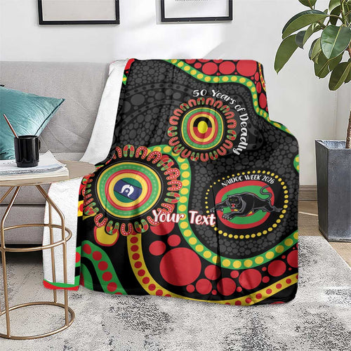 Panthers NAIDOC Week 2026 Personalised Blanket 50 Years of Deadly Aboriginal Art Black