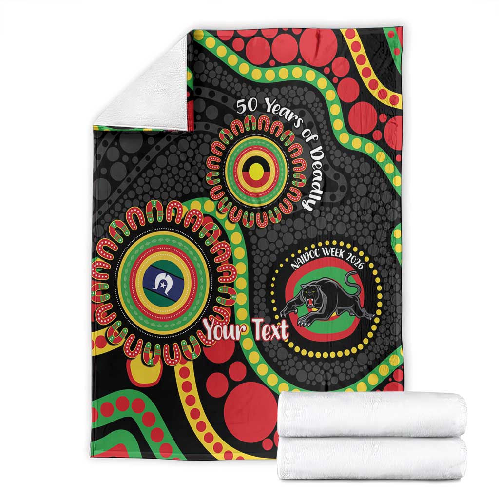 Panthers NAIDOC Week 2026 Personalised Blanket 50 Years of Deadly Aboriginal Art Black
