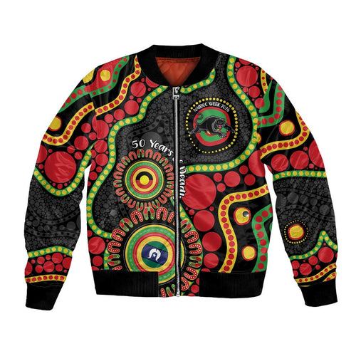 Panthers NAIDOC Week 2026 Personalised Bomber Jacket 50 Years of Deadly Aboriginal Art Black