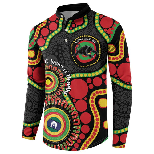 Panthers NAIDOC Week 2026 Personalised Button Sweatshirt 50 Years of Deadly Aboriginal Art Black
