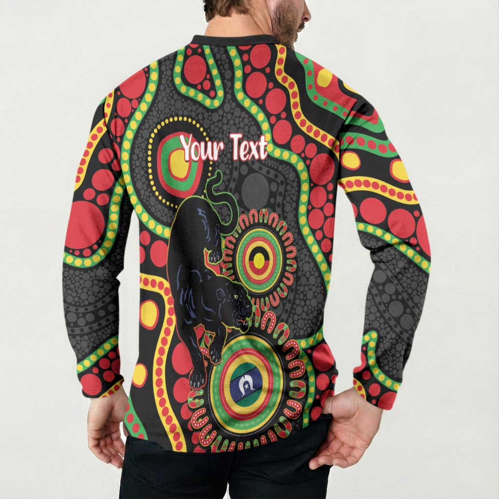 Panthers NAIDOC Week 2026 Personalised Button Sweatshirt 50 Years of Deadly Aboriginal Art Black