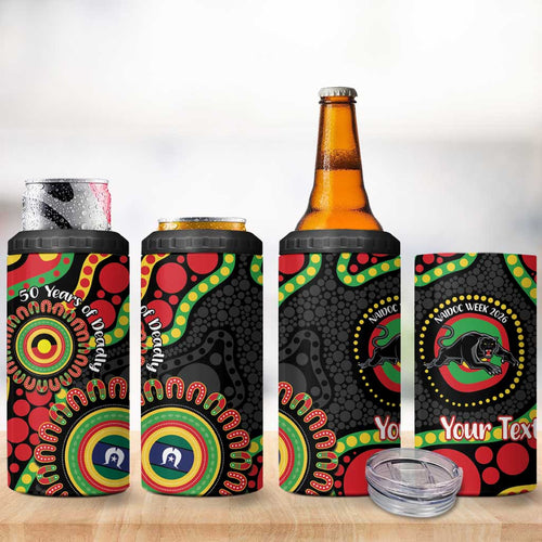 Panthers NAIDOC Week 2026 Personalised 4 in 1 Can Cooler Tumbler 50 Years of Deadly Aboriginal Art Black