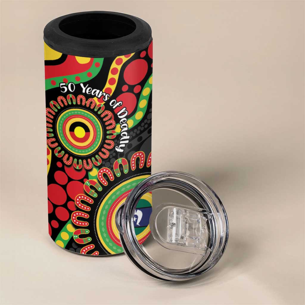 Panthers NAIDOC Week 2026 Personalised 4 in 1 Can Cooler Tumbler 50 Years of Deadly Aboriginal Art Black