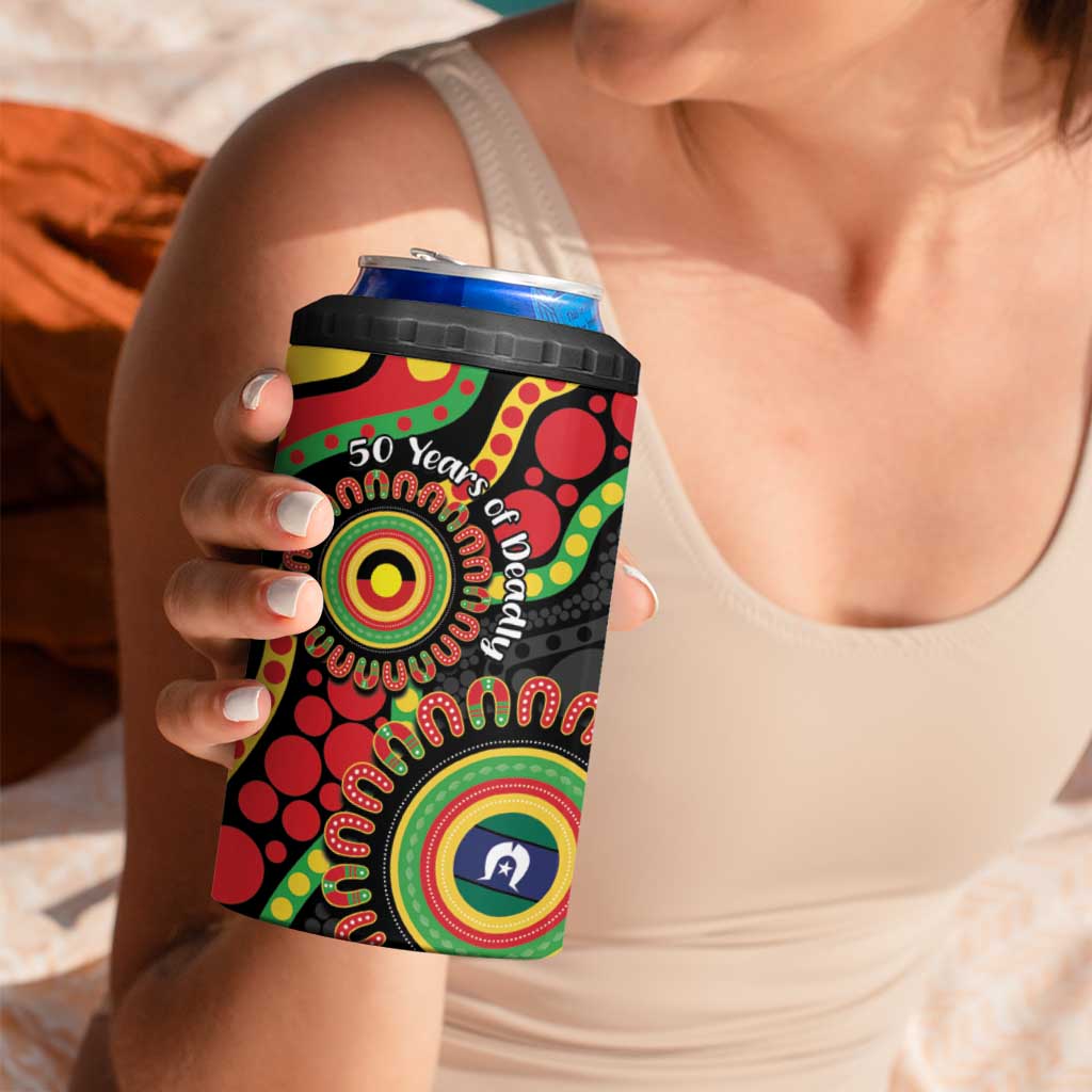 Panthers NAIDOC Week 2026 Personalised 4 in 1 Can Cooler Tumbler 50 Years of Deadly Aboriginal Art Black