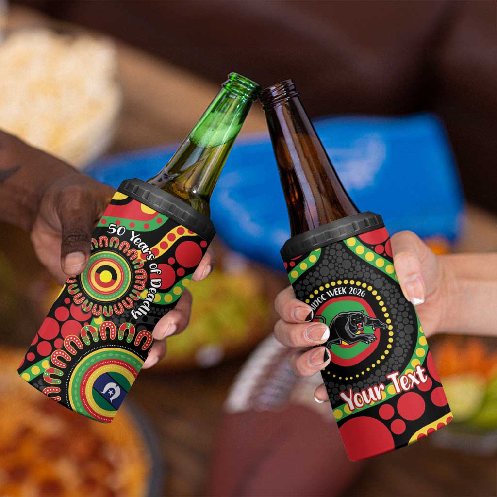 Panthers NAIDOC Week 2026 Personalised 4 in 1 Can Cooler Tumbler 50 Years of Deadly Aboriginal Art Black