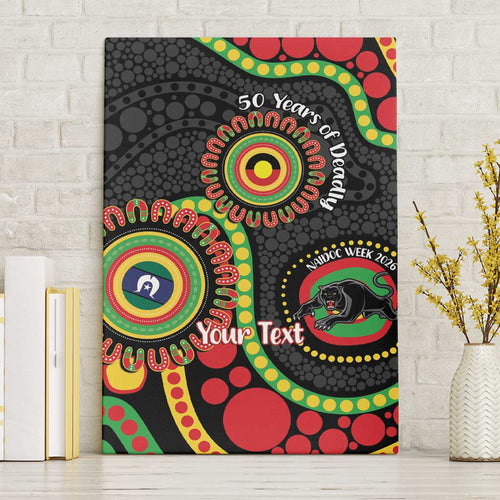 Panthers NAIDOC Week 2026 Personalised Canvas Wall Art 50 Years of Deadly Aboriginal Art Black