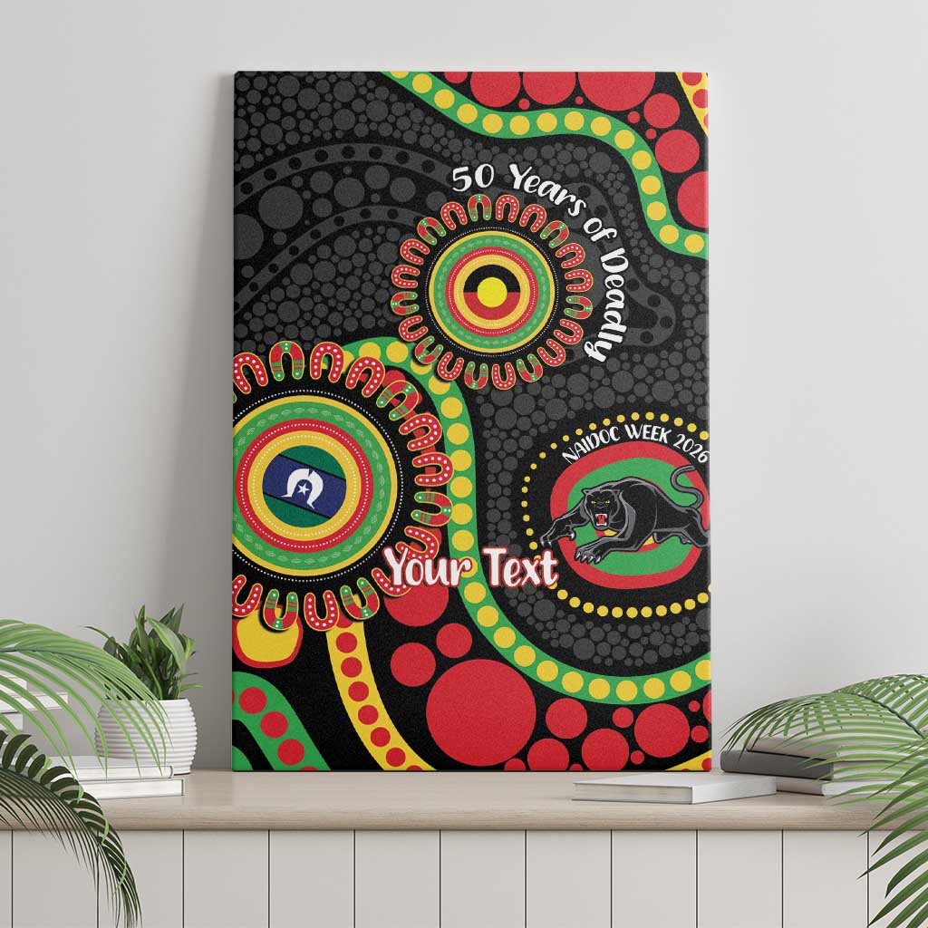 Panthers NAIDOC Week 2026 Personalised Canvas Wall Art 50 Years of Deadly Aboriginal Art Black
