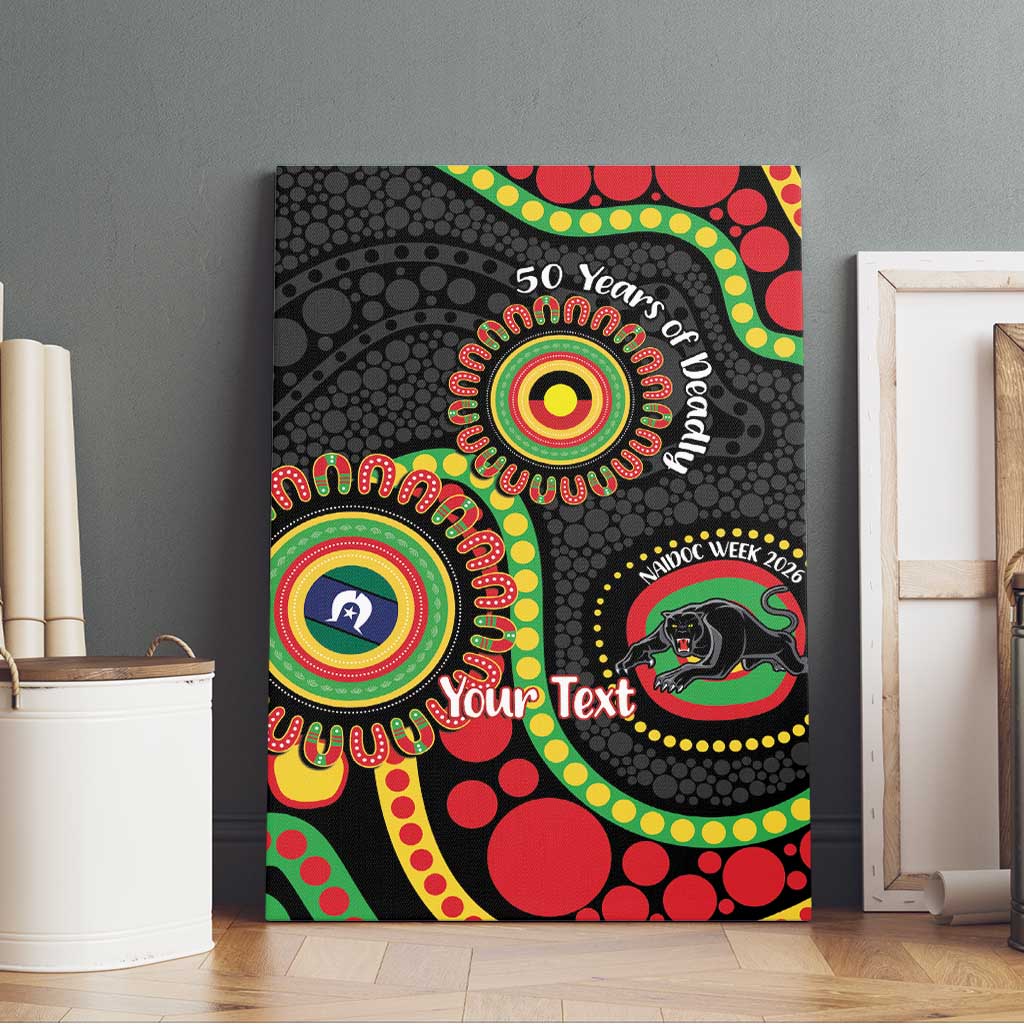 Panthers NAIDOC Week 2026 Personalised Canvas Wall Art 50 Years of Deadly Aboriginal Art Black