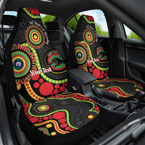 Panthers NAIDOC Week 2026 Personalised Car Seat Cover 50 Years of Deadly Aboriginal Art Black