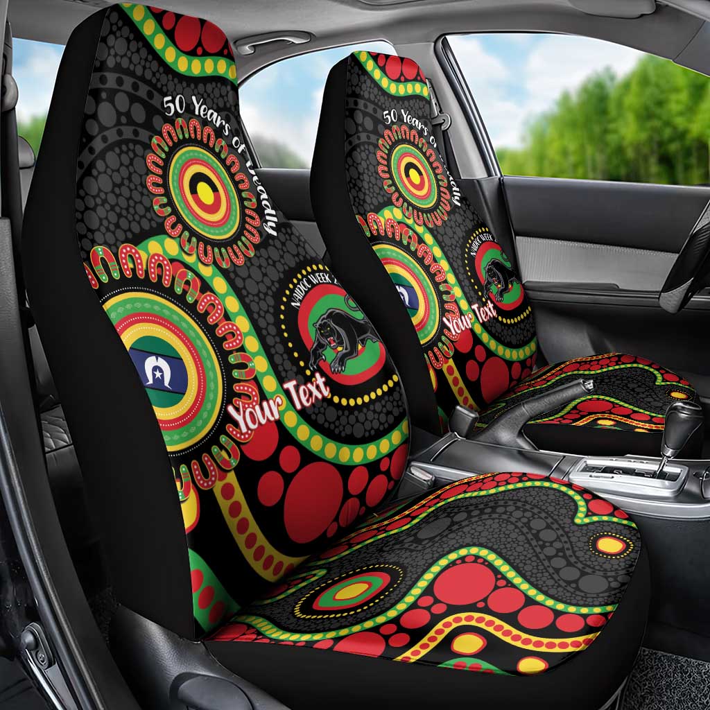 Panthers NAIDOC Week 2026 Personalised Car Seat Cover 50 Years of Deadly Aboriginal Art Black