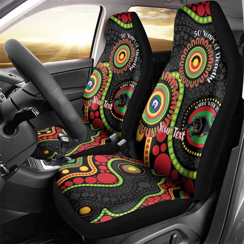 Panthers NAIDOC Week 2026 Personalised Car Seat Cover 50 Years of Deadly Aboriginal Art Black