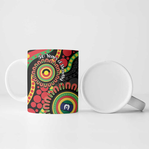 Panthers NAIDOC Week 2026 Personalised Ceramic Mug 50 Years of Deadly Aboriginal Art Black